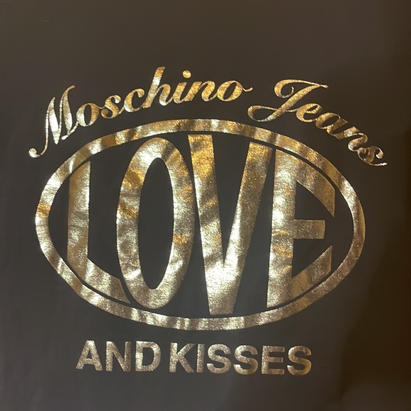 Moschino Jeans LOVE and Kisses Brown Gold Logo Long Sleeve size 6 - Picture 4 of 9